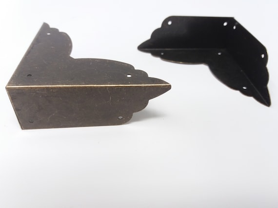 Pk of 4 Large Metal case corners antique bronze finish 70mm over straight D035
