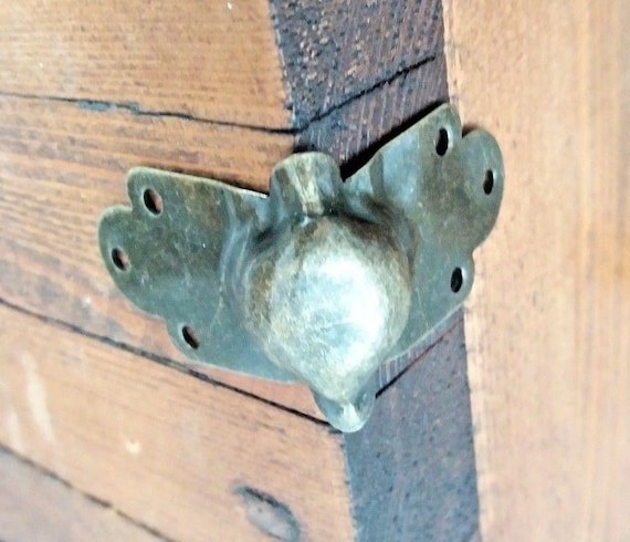 Set Of 4 Vintage Antique Brass Colour Metal Box Corners Braces Etsy