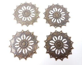 8 x Antique filigree centre disc 40mm Jewelery wooden box embellishment C141