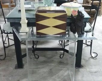 Beautiful trapezoid shaped table or stand, acryllic.