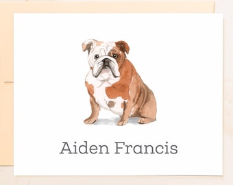 English Bulldog Personalized Folded Note Cards - Dog Stationary - Gifts for Dog Lovers - Cute Dog Cards - Social Stationery - Card Set - DG1