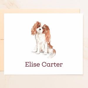 Cavalier King Charles Spaniel Personalized Folded Note Cards - Dog Stationery - Dog Lovers Gifts - Cute Dog Cards - Social Stationery - DG1