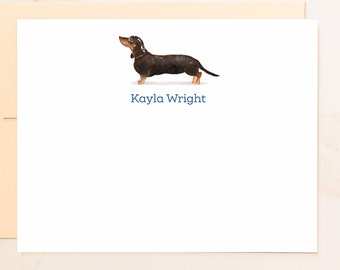 Dachshund Personalized Flat Note Cards - Stationery - Gifts for Dog Lovers - Cute Dog Cards - Social Stationery - Weiner Dog Cards - DG1