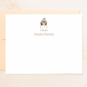 Shih Tzu Personalized Flat Note Cards Stationery Gifts for Dog Lover Chinese Lion Dog Gift Cute Dog Cards Social Stationery DG1 image 1