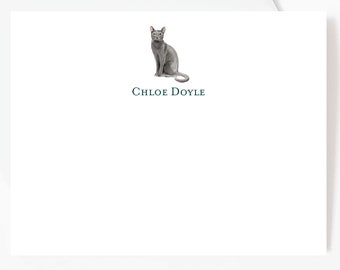 Social Stationery Modern Stationary Gifts for Cat Lovers Exotic Shorthair Personalized Flat Note Cards CT1 Cat Stationery