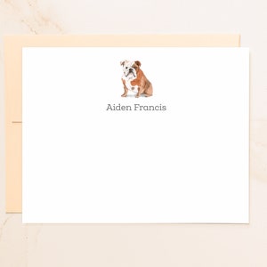 English Bulldog Personalized Flat Note Cards - Stationery - Gifts for Dog Lover - Cute Dog Card - Social Stationery - English Bull Dog - DG1