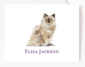 Social Stationery Modern Stationary Gifts for Cat Lovers Exotic Shorthair Personalized Flat Note Cards CT1 Cat Stationery
