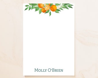 Oranges and Floral Notepad - Fine Stationery - Social Stationery - Personalized Notepad - Hostess Gift - Custom Notepad - OR1