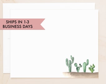 Cactus Flat Cards - Cacti Note Cards - Cactuses Notecards Gift - Social Stationery - Blank Note Cards with Envelopes - Stationary - QSCAC