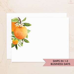 Orange Flat Cards Oranges Note Cards Citrus Notecards Gift Social Stationery Blank Note Cards with Envelopes Stationary QSOR image 1