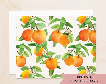 Oranges Cards - Orange Folded Note Cards - Citrus Cards - Social Stationery - Stationary - Citrus Gift - Blank Cards with Envelopes - QSOR