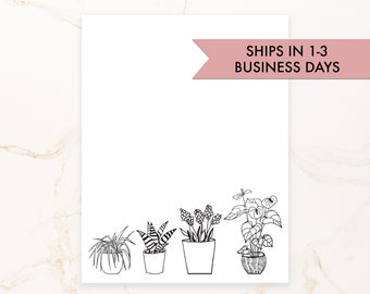 Plant Notepad - Black and White Plant Notepad -  Small Notepad - Social Stationery - Plant Lover Gift - Plant Lady - Botanist Gift - QSBWP