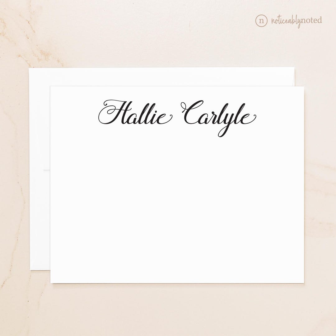 Courtesy Note Card Calligraphy Personalized Notecards - Custom Note Cards - Social ...