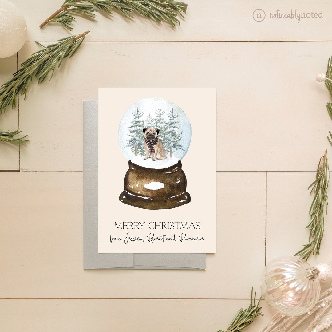 Pug Christmas Card - Pug Holiday Cards - Dog Holiday Cards - Dog ...