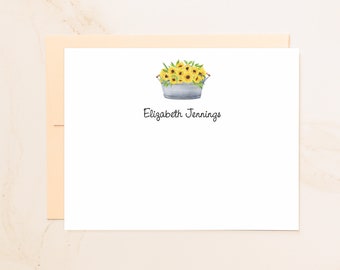 Sunflower Flat Note Cards - Social Stationery - Sunflowers Notecards - Cute Stationary - Modern Stationery - Fall Cards - SF1