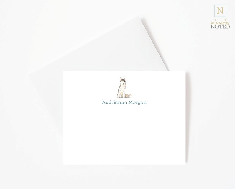 Sibe DG1 Siberian Husky Dog Cards Cute Dog Cards Gifts for Dog Lovers Husky Personalized Flat Note Cards Social Stationery