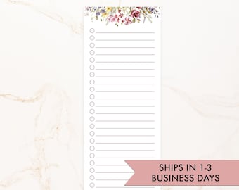 Wildflower Floral Lined Notepad: Grocery List Memo