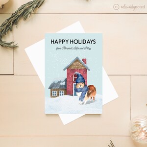 Shetland Sheepdog Christmas Cards, Dog Christmas Card, Shetland Sheepdog Holiday Greeting Cards, Personalized Sheltie Dog Cards, DG22