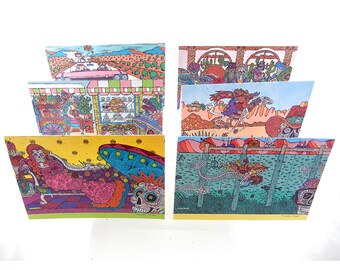 Set of 6 Day of the Dead Sugar Skull Cards in Copper Gift Box-Dia de los Muertos