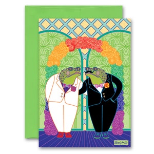 Gay Men Frog Groom and Groom Wedding Carte de vœux-LGBT