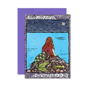 Carte de vœux de perte de sympathie - Lost & Found, Sirène, Star in Night, « Je ne t’ai jamais perdu, je viens de te trouver dans le ciel »
