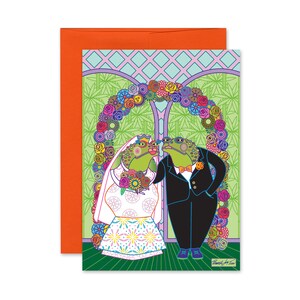 Carte de vœux de mariage Frog Bride and Groom