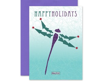 Holiday Card-Dragonfly Holiday Greeting Card