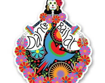 El baile de Catrina Día de Muertos Pegatina