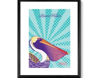 ペリカンのアートプリント - 茶色のペリカン - 8x10 フロリダの鳥