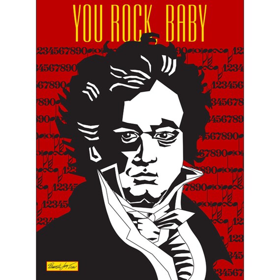 Art Print Beethoven Message You Rock Baby 12 X 16 - Etsy