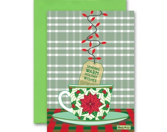Holiday Card Christmas Tea Warm Wishes