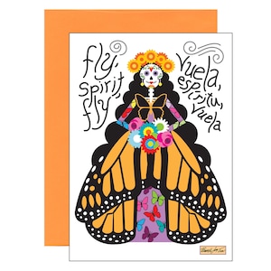 Catrina Fly, Spirit, Fly Day of the Dead Card Monarch Butterfly
