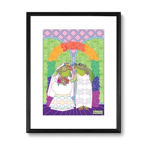 Gay Lesbian Frog Bruiloft Bruid en Bruid Art Print-LGBT 8x10
