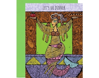 Meals With Mermaids: Dinner Blank Card