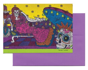 Day of the Dead Blank Greeting Card-The Visit-La Visita 5x7