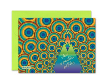 Peacock Birthday Card: Graphic Style Greeting Card