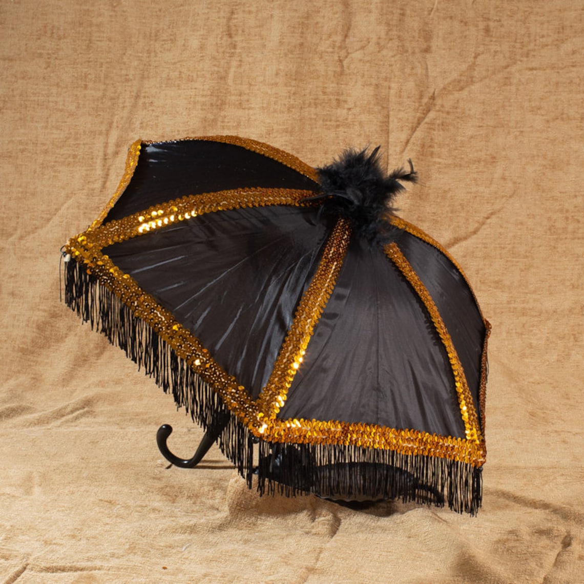 Set of Two Second Line Umbrellas with Fringe Gold Sequin Etsy