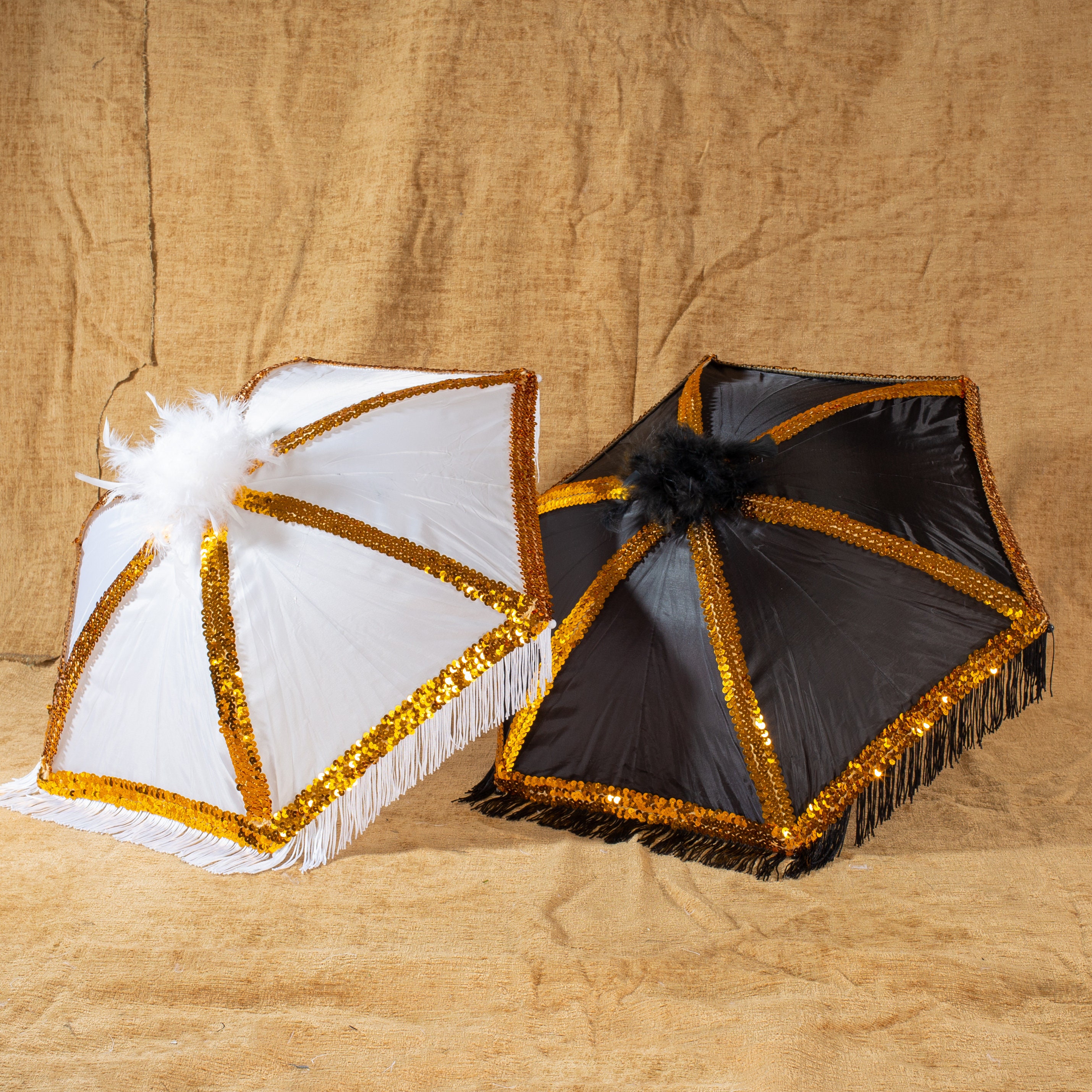 Set of Two Second Line Umbrellas with Fringe Gold Sequin Etsy