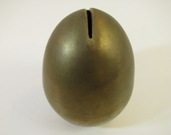 Vintage Brass Egg Bank with Threaded Bottom Opening