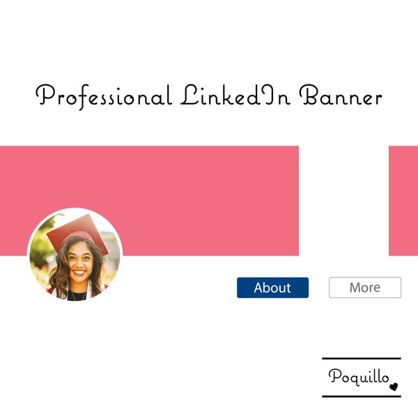 Pretty Tulip Pink Banner with White Stripe Linkedin Profile Cover || Digital PNG File Download