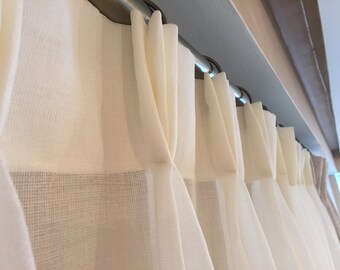 Custom Faux Linen Sheer Drapery Made In Canada French Pleat Etsy