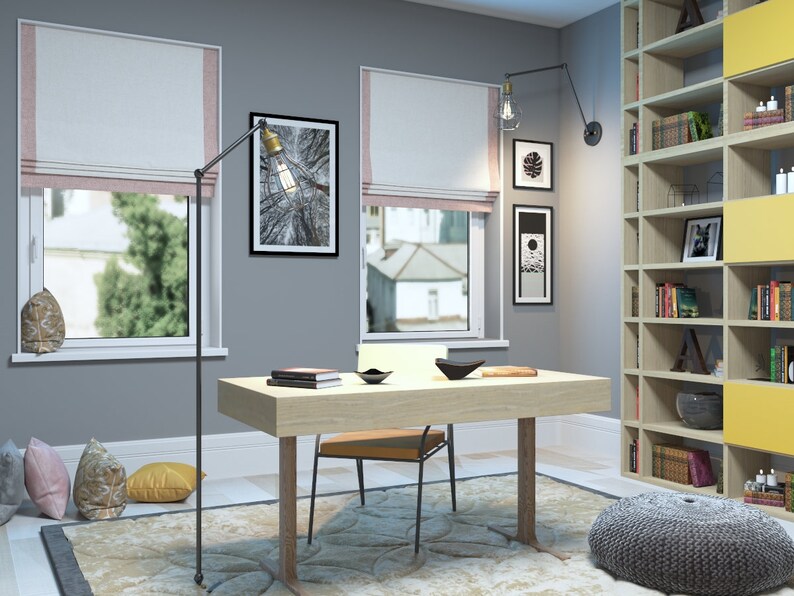 Made to Measure Cotton Roman Shades with Contrast Trim ...