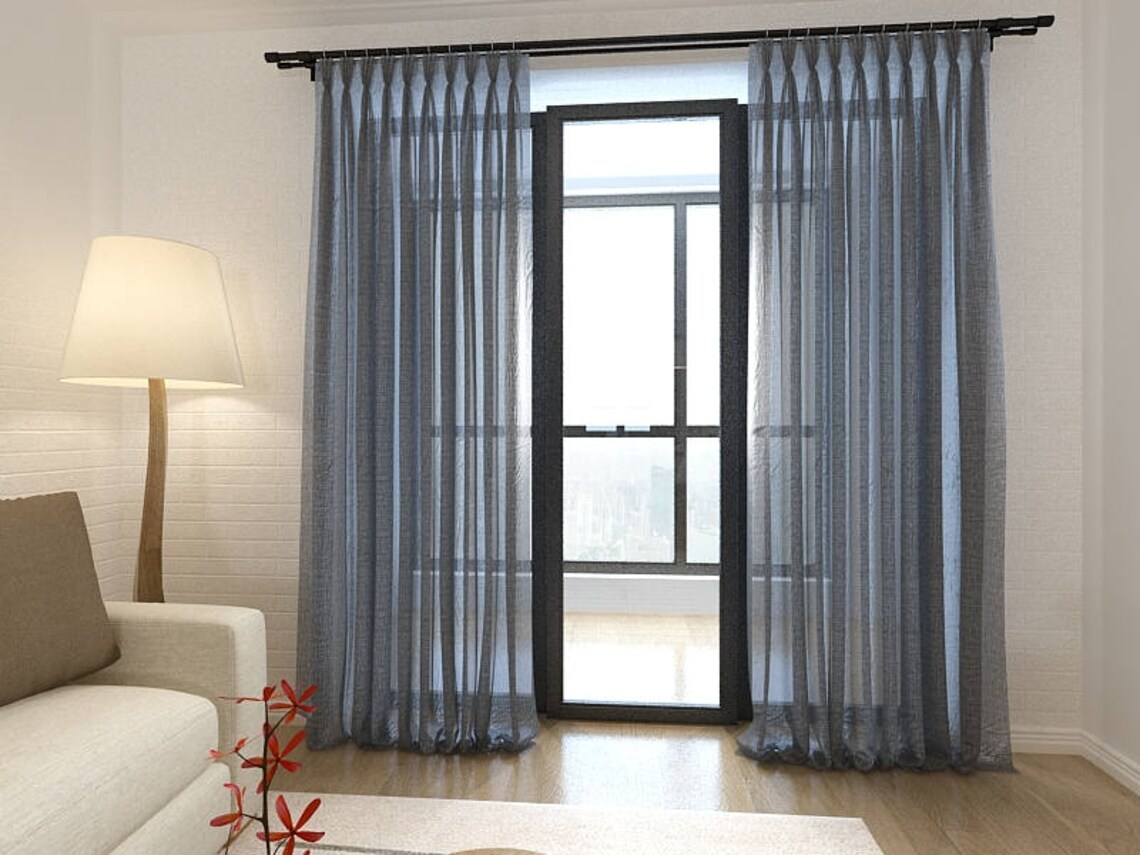 Custom Faux Sheer Linen Drapery Panels. Pinch Pleat French Etsy