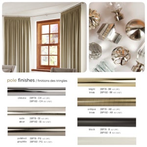 Designer Drapery Rods in 6.5ft, 8.5ft, 13ft, 16ft . Drapery Poles. Curtains Poles. Diameter 1-1/8&quot;.  Custom cut curtain poles. Curtain rods.