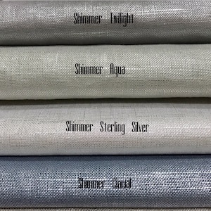 Shimmer Linen Drapery Collection. Modern Silver Metallic and Gold Slubby Linen Drapes. Pinch Pleat, French Pleat Curtains. Made in Canada. image 2
