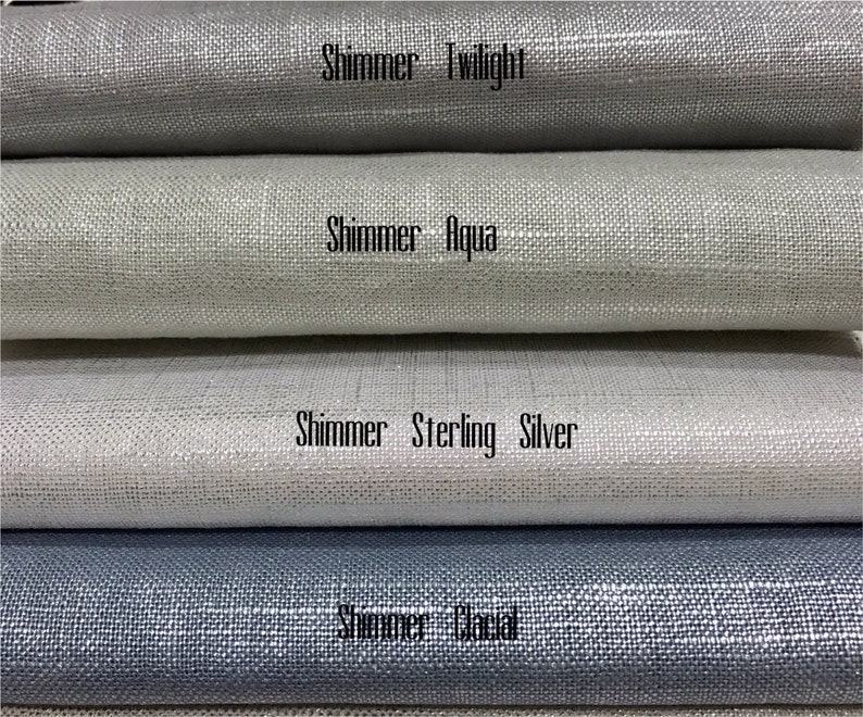 Shimmer Linen Drapery Collection. Modern Silver Metallic and Gold Slubby Linen Drapes. Pinch Pleat, French Pleat Curtains. Made in Canada. image 2