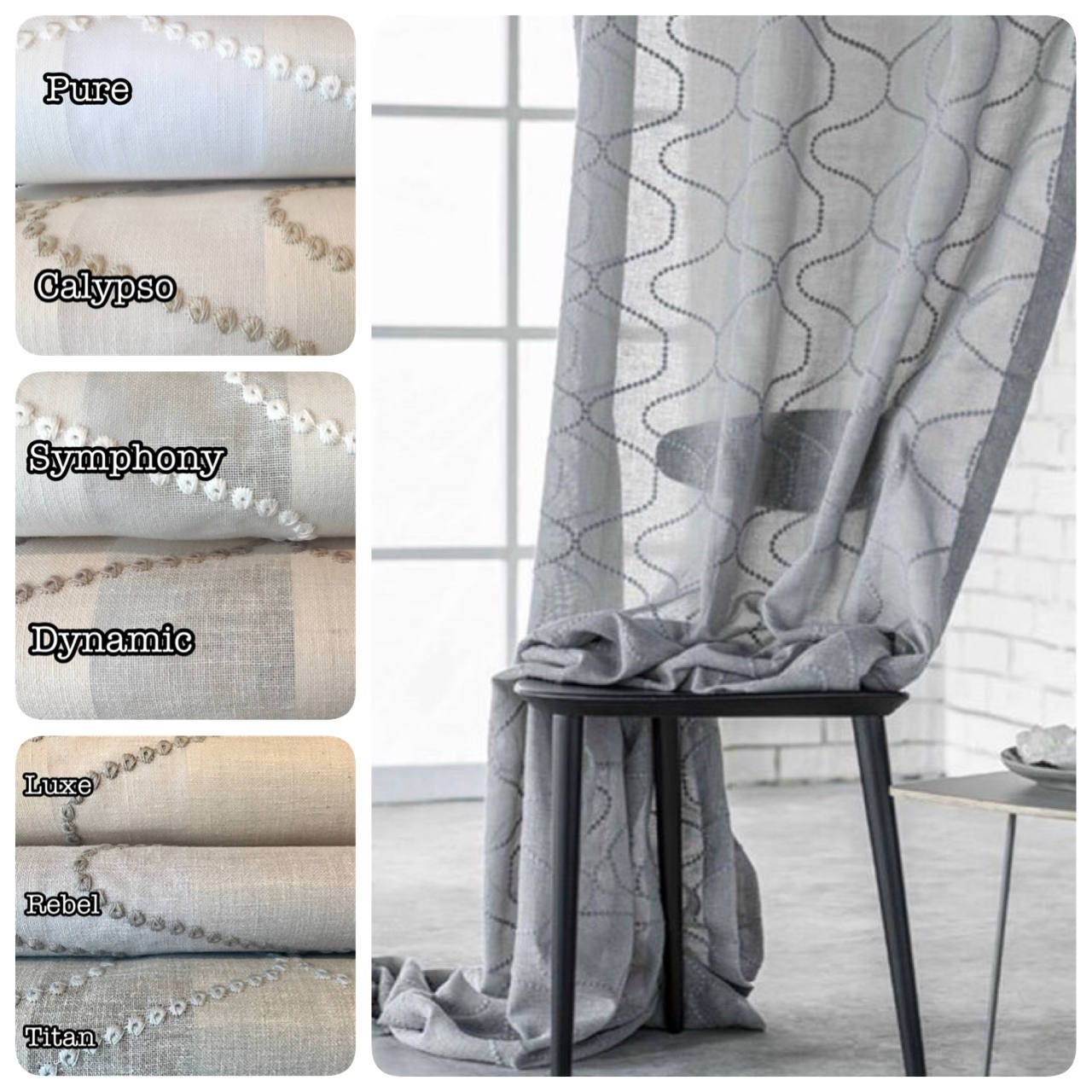 Terrazzo Cotton Embroidered Sheer Custom Drapery Panels Pinch Etsy