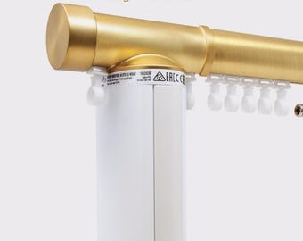 Motorized curtain tracks Powered by Somfy for draperies up to 99lbs. Designer channel rod styles for Pinch Pleat and Ripple Fold Curtains.