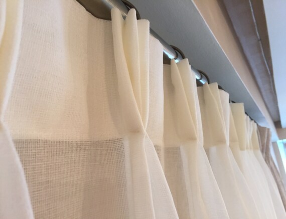Custom Faux Linen Sheer Drapery Pinch Pleat French Pleat Etsy