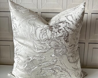 Carrara Marble Decorative Pillow: Custom Handmade Cushion Cover